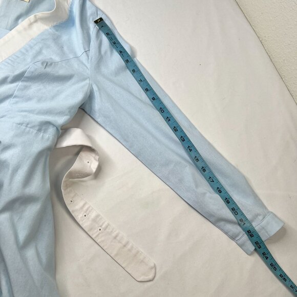 Linen Vibes Midi Linen Dress Long Sleeves Belted French Vintage Sky Blue Med - Picture 4 of 11